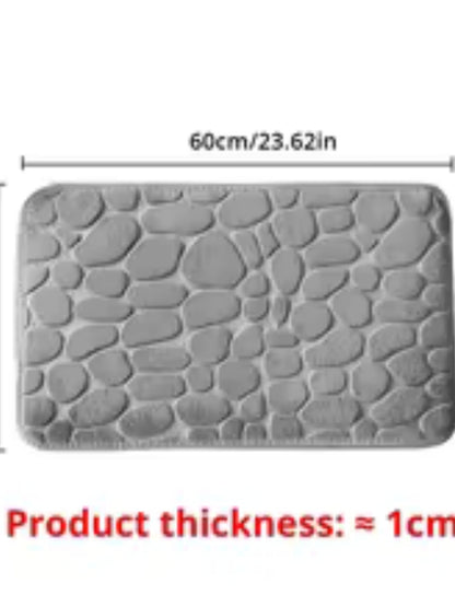 Memory Foam Mat, Embossed Velvet Carpet, Bathroom Living Room Non-Slip, Cobblestone Floor, Home Decor
