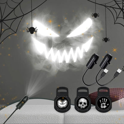 Halloween USB Projector Light Skull Nightlight Ghost LED Lamp 360 Degree Rotating Switchable Pattern