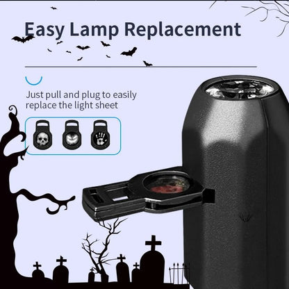 Halloween USB Projector Light Skull Nightlight Ghost LED Lamp 360 Degree Rotating Switchable Pattern