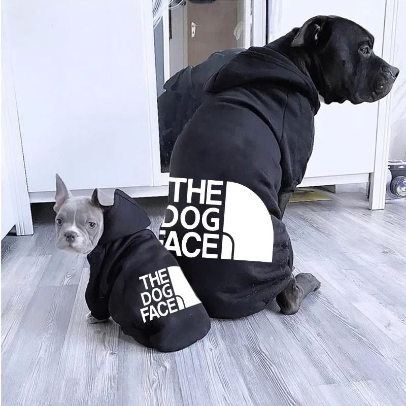 Pet Dog Hoodie for Autumn and Winter Large Dog Clothes with Text Pattern and Comfortable Fit