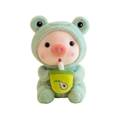 Cartoon Animal Transformation Milk Tea Pig Plush Toy