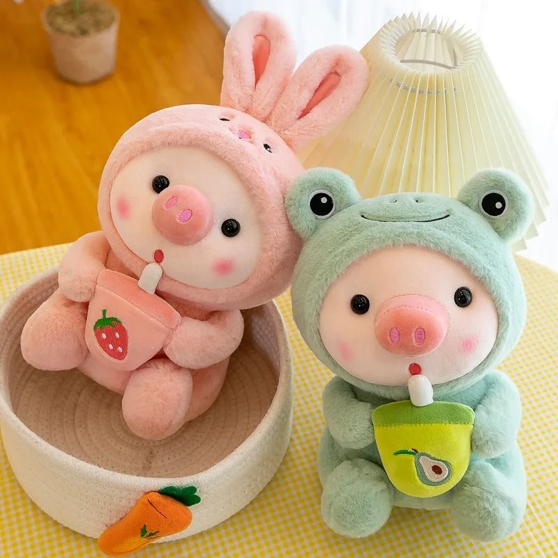 Cartoon Animal Transformation Milk Tea Pig Plush Toy