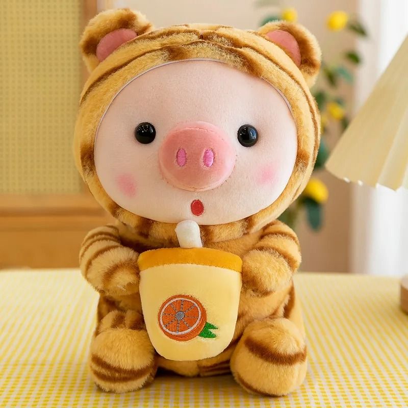 Cartoon Animal Transformation Milk Tea Pig Plush Toy