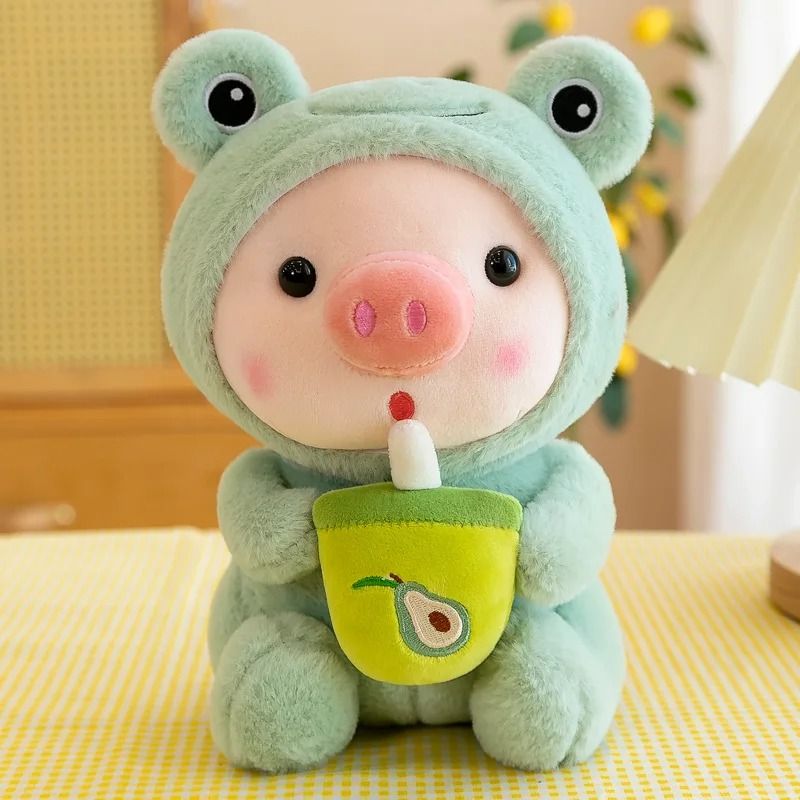 Cartoon Animal Transformation Milk Tea Pig Plush Toy