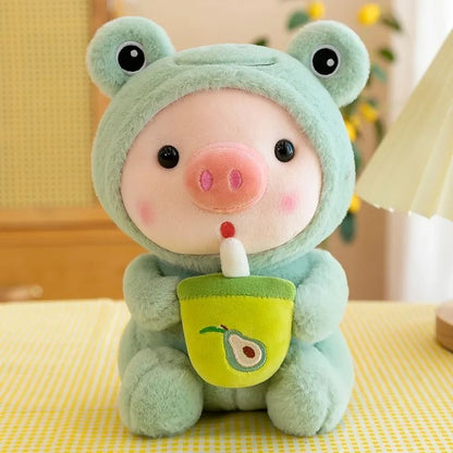 Cartoon Animal Transformation Milk Tea Pig Plush Toy