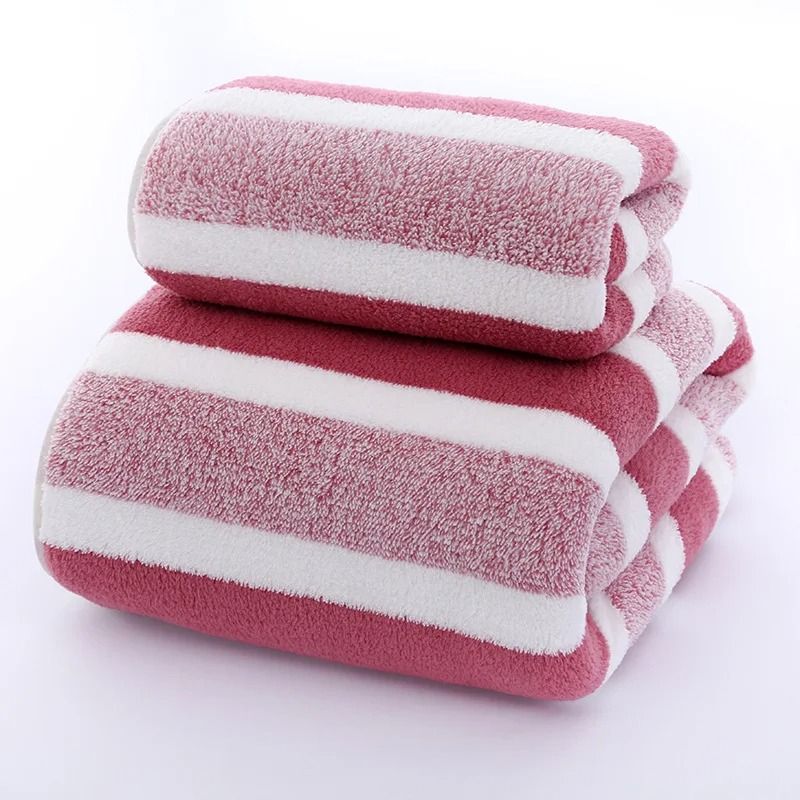 Striped Pattern Quick Dry Soft Towel Set for Bathroom and Face Care