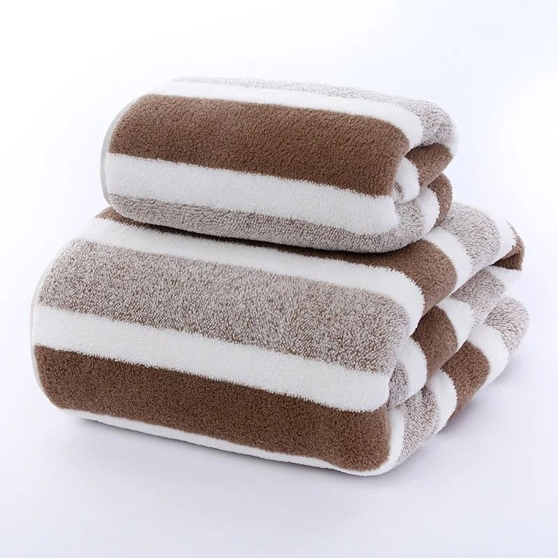 Striped Pattern Quick Dry Soft Towel Set for Bathroom and Face Care
