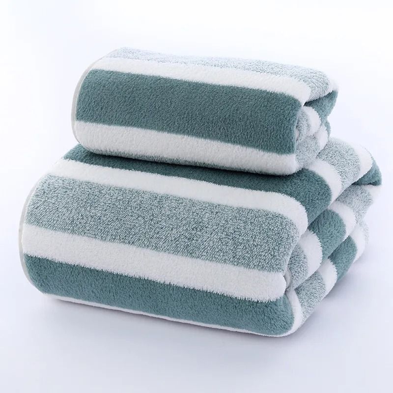 Striped Pattern Quick Dry Soft Towel Set for Bathroom and Face Care