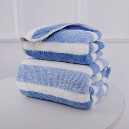 Striped Pattern Quick Dry Soft Towel Set for Bathroom and Face Care