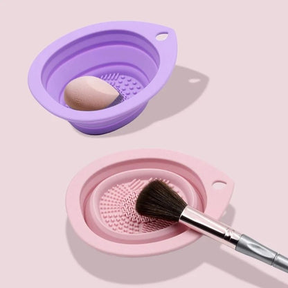 Silicone Makeup Brush Cleaner Bowl And Scrub Pad Set