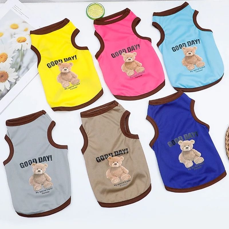 Cartoon Bear Dog Clothes Cute Cotton Pet T-shirt for Small and Medium Dogs