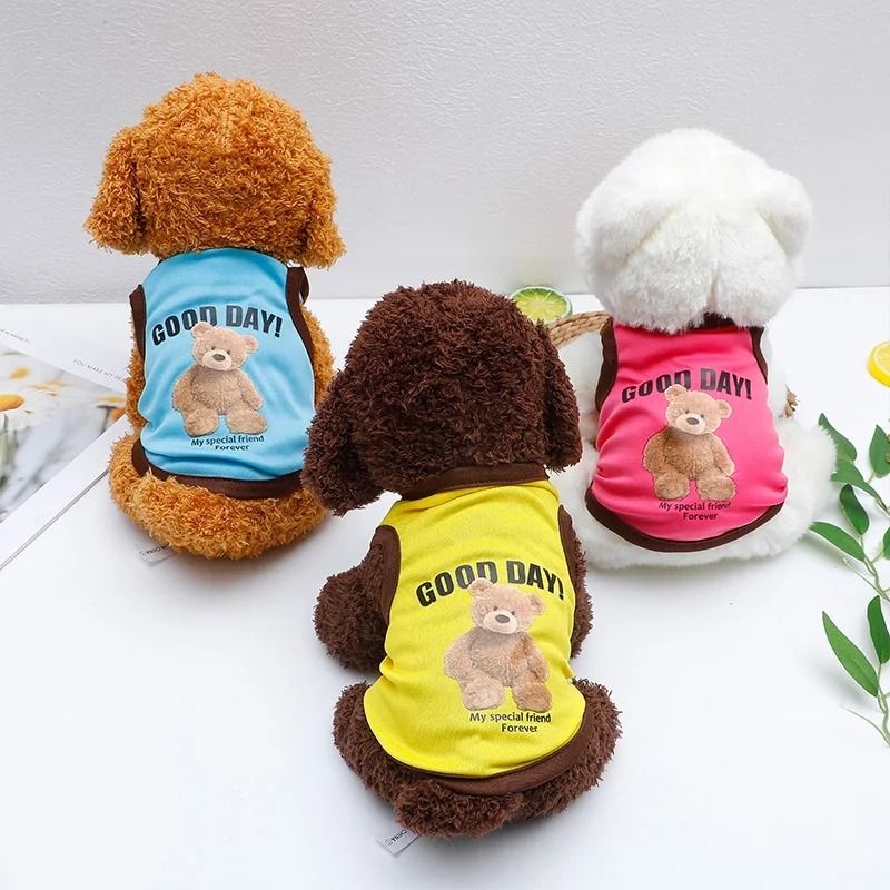 Cartoon Bear Dog Clothes Cute Cotton Pet T-shirt for Small and Medium Dogs