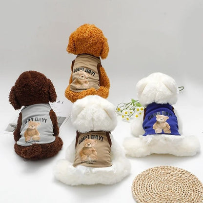 Cartoon Bear Dog Clothes Cute Cotton Pet T-shirt for Small and Medium Dogs