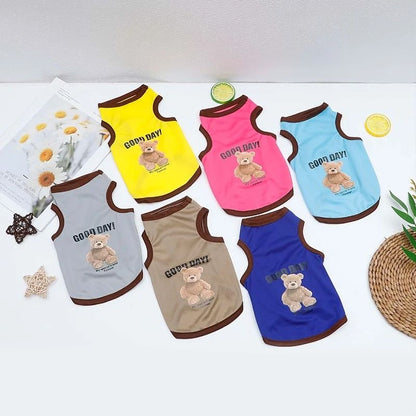 Cartoon Bear Dog Clothes Cute Cotton Pet T-shirt for Small and Medium Dogs