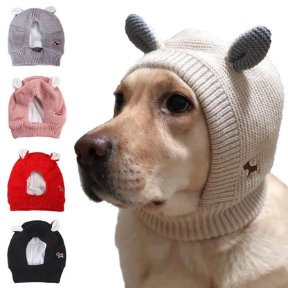 Quiet Dog Ear Muffs Noise Protection Knitted Hat for Medium and Large Dogs