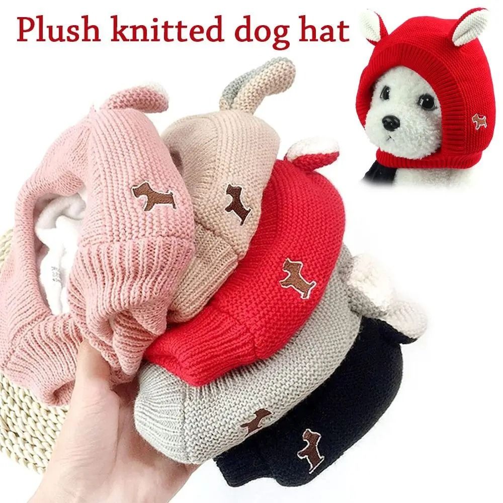 Quiet Dog Ear Muffs Noise Protection Knitted Hat for Medium and Large Dogs