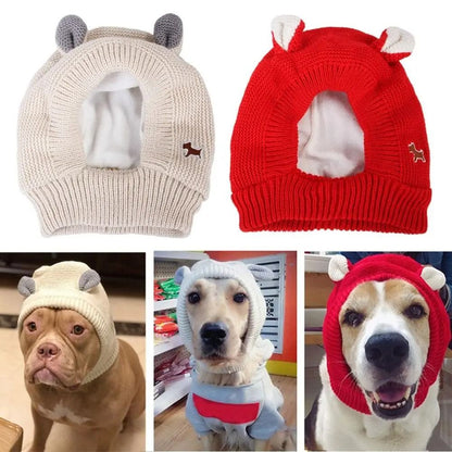 Quiet Dog Ear Muffs Noise Protection Knitted Hat for Medium and Large Dogs