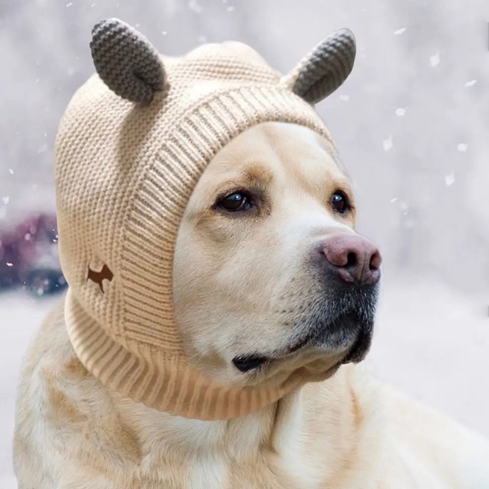Quiet Dog Ear Muffs Noise Protection Knitted Hat for Medium and Large Dogs