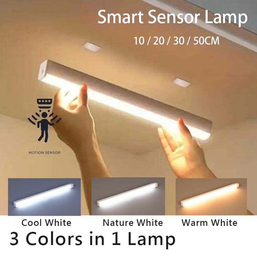 Wireless Rechargeable Motion Sensor LED Bar Light – Magnetic Cabinet and Closet Lamp