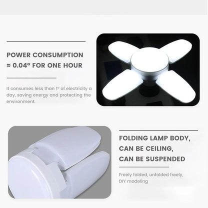 Foldable Fan Blade LED Bulb – 28W E27 Base Deformable Ceiling Light for Home, Garage & Warehouse (6500K Cool White)