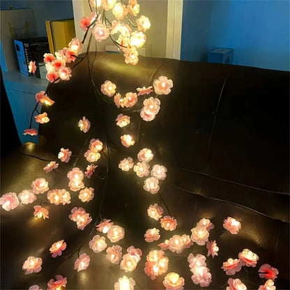 Cherry Blossom 96 LED Tree Branch Light – USB Rattan String Lamp with 8 Lighting Modes for Bedroom, Wedding and Holiday