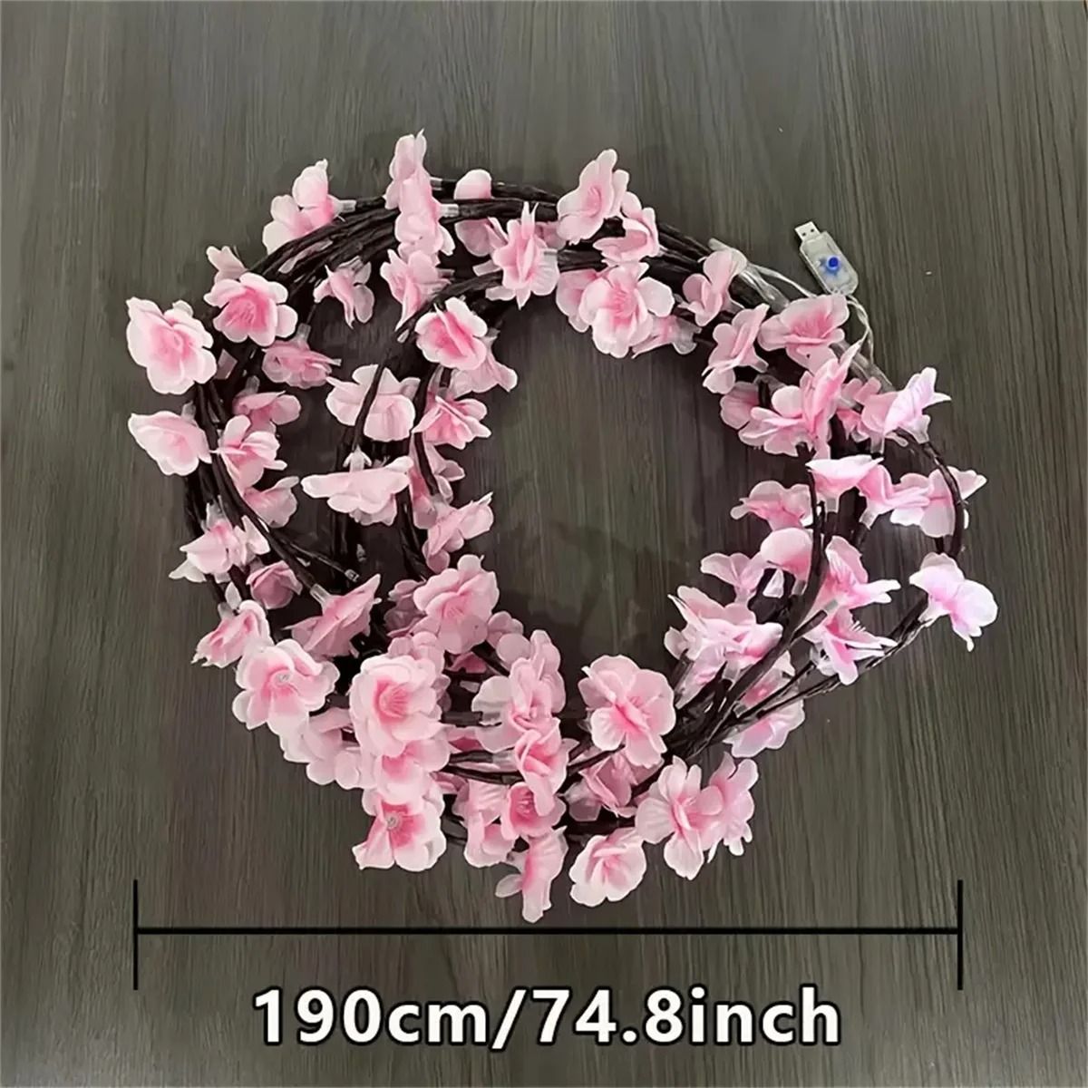 Cherry Blossom 96 LED Tree Branch Light – USB Rattan String Lamp with 8 Lighting Modes for Bedroom, Wedding and Holiday
