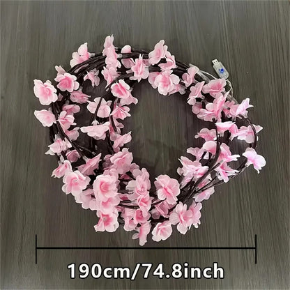 Cherry Blossom 96 LED Tree Branch Light – USB Rattan String Lamp with 8 Lighting Modes for Bedroom, Wedding and Holiday