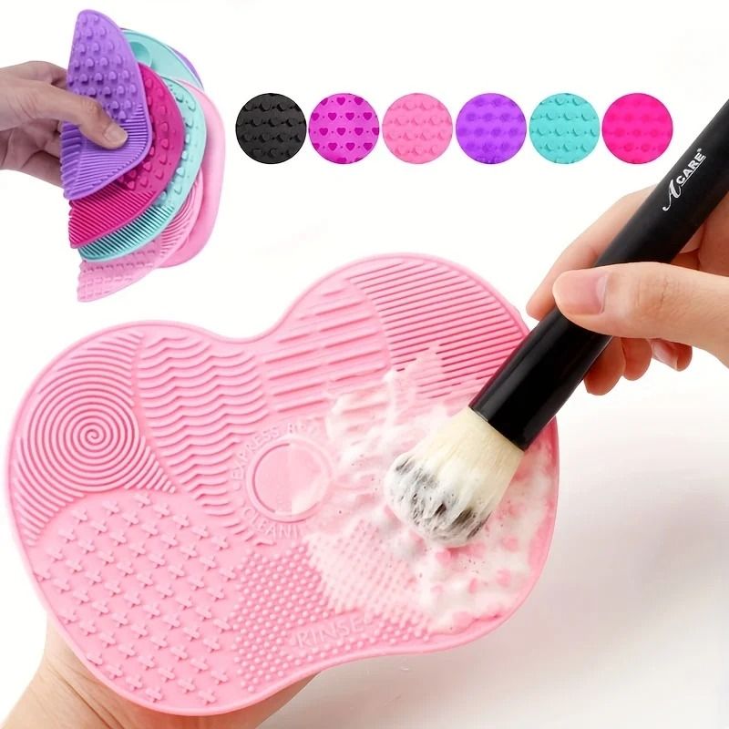 Silicone Apple Shaped Makeup Brush Cleaner Pad With Suction Cup