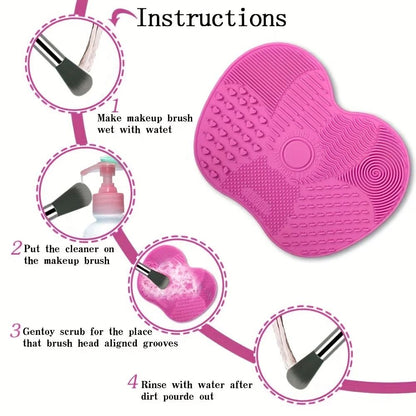 Silicone Apple Shaped Makeup Brush Cleaner Pad With Suction Cup