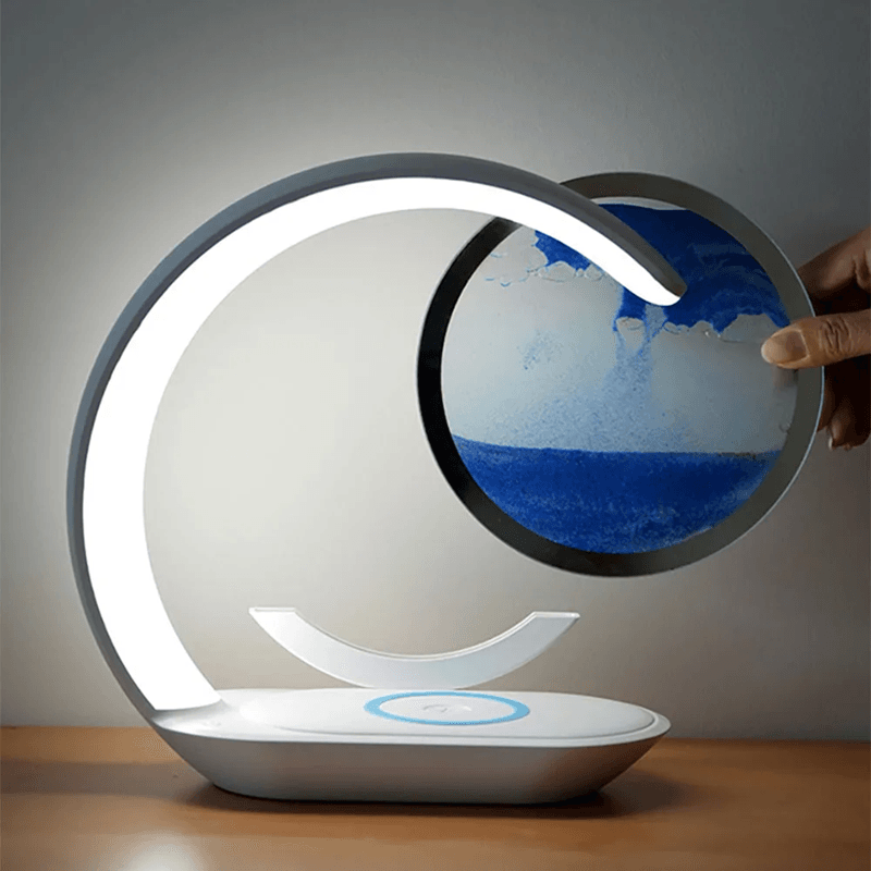 SandSilk Wireless Charging Hourglass Table Lamp – 3D Quicksand Art Desktop Light