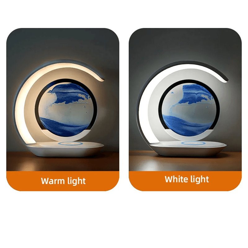SandSilk Wireless Charging Hourglass Table Lamp – 3D Quicksand Art Desktop Light