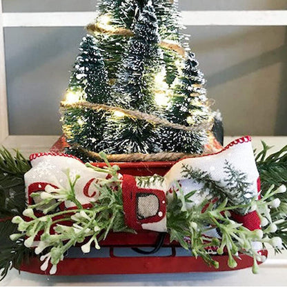 Metal Car With Mini Green Tree, Christmas Retro Red Truck Ornaments, Box Xmas Table Decoration