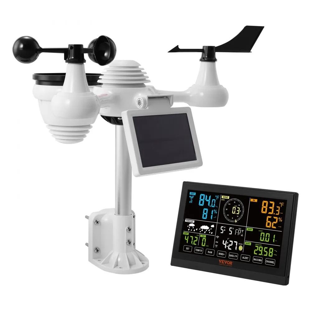 Home Weather Station Indoor Outdoor, Wi-Fi Weather Station, Color Display, Solar Wireless Outdoor Sensor, Alarm Alerts