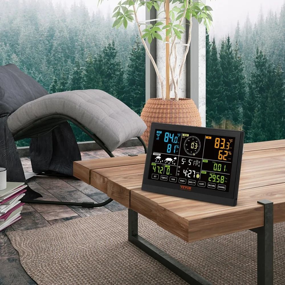 Home Weather Station Indoor Outdoor, Wi-Fi Weather Station, Color Display, Solar Wireless Outdoor Sensor, Alarm Alerts
