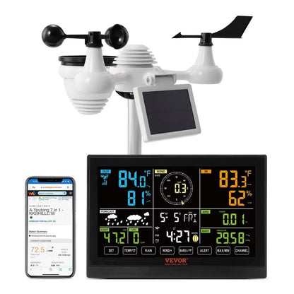 Home Weather Station Indoor Outdoor, Wi-Fi Weather Station, Color Display, Solar Wireless Outdoor Sensor, Alarm Alerts