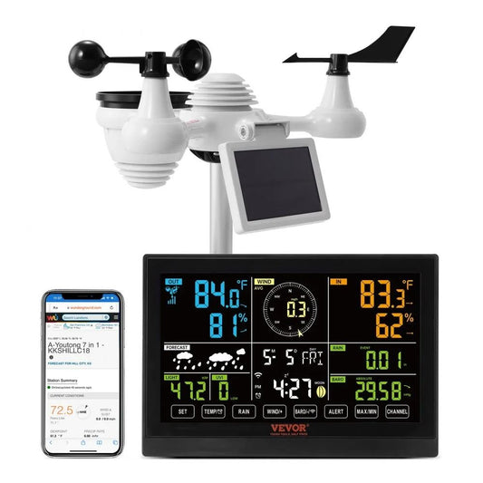 Home Weather Station Indoor Outdoor, Wi-Fi Weather Station, Color Display, Solar Wireless Outdoor Sensor, Alarm Alerts
