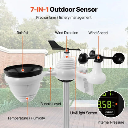 Home Weather Station Indoor Outdoor, Wi-Fi Weather Station, Color Display, Solar Wireless Outdoor Sensor, Alarm Alerts