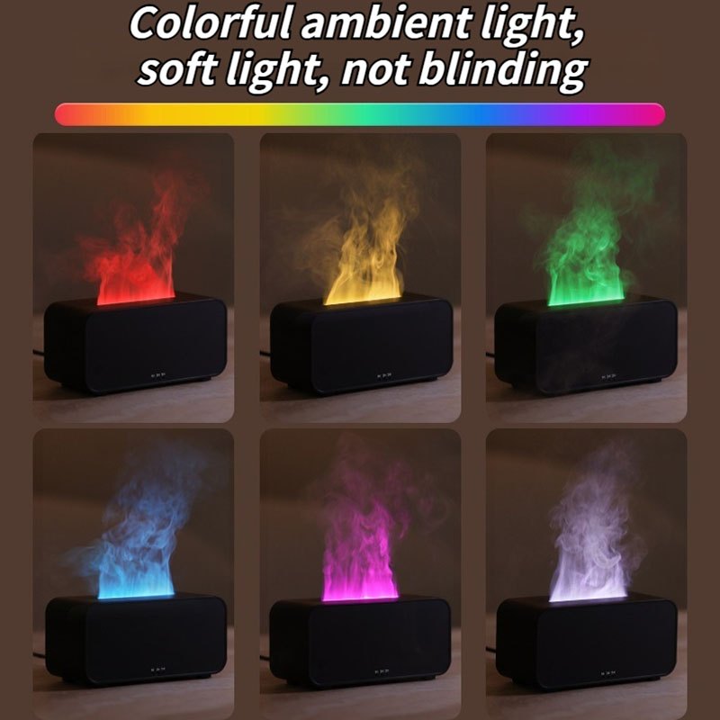 Mini Flame Humidifier, Colourful Atmosphere Light, Timed Function, No Water, Power Protection, Home Bedroom Office
