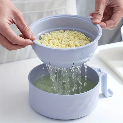Microwave Ramen Bowl Cooker Set Wheat Straw Instant Noodle Bowl with Spoon and Chopsticks