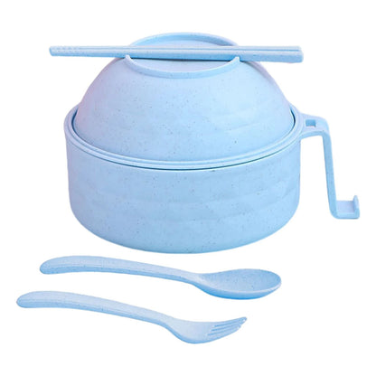 Microwave Ramen Bowl Cooker Set Wheat Straw Instant Noodle Bowl with Spoon and Chopsticks