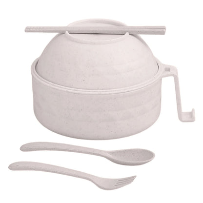 Microwave Ramen Bowl Cooker Set Wheat Straw Instant Noodle Bowl with Spoon and Chopsticks