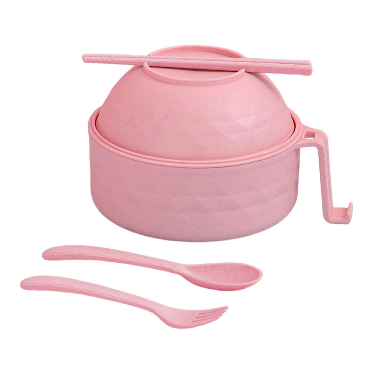 Microwave Ramen Bowl Cooker Set Wheat Straw Instant Noodle Bowl with Spoon and Chopsticks