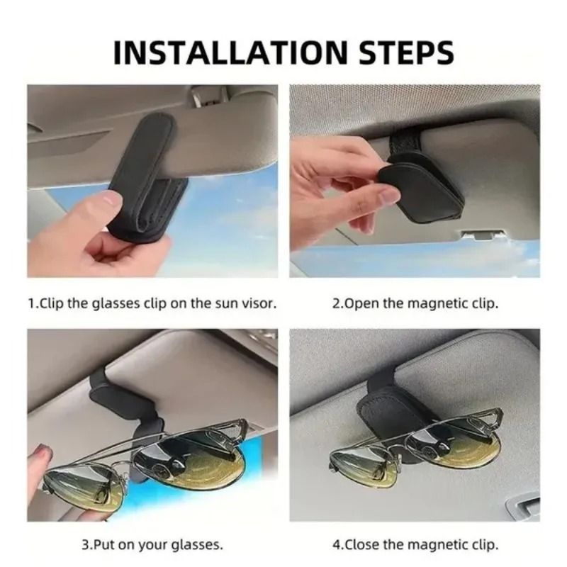 Car Sun Visor Glasses Case and Ticket Card Clip – Auto Interior Organizer
