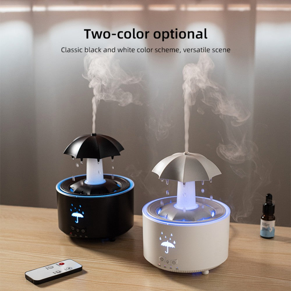 Rotating Umbrella Water Drop Humidifier, Colourful Night Light Aroma Diffuser, Quiet Essential Oil Sprayer for Home