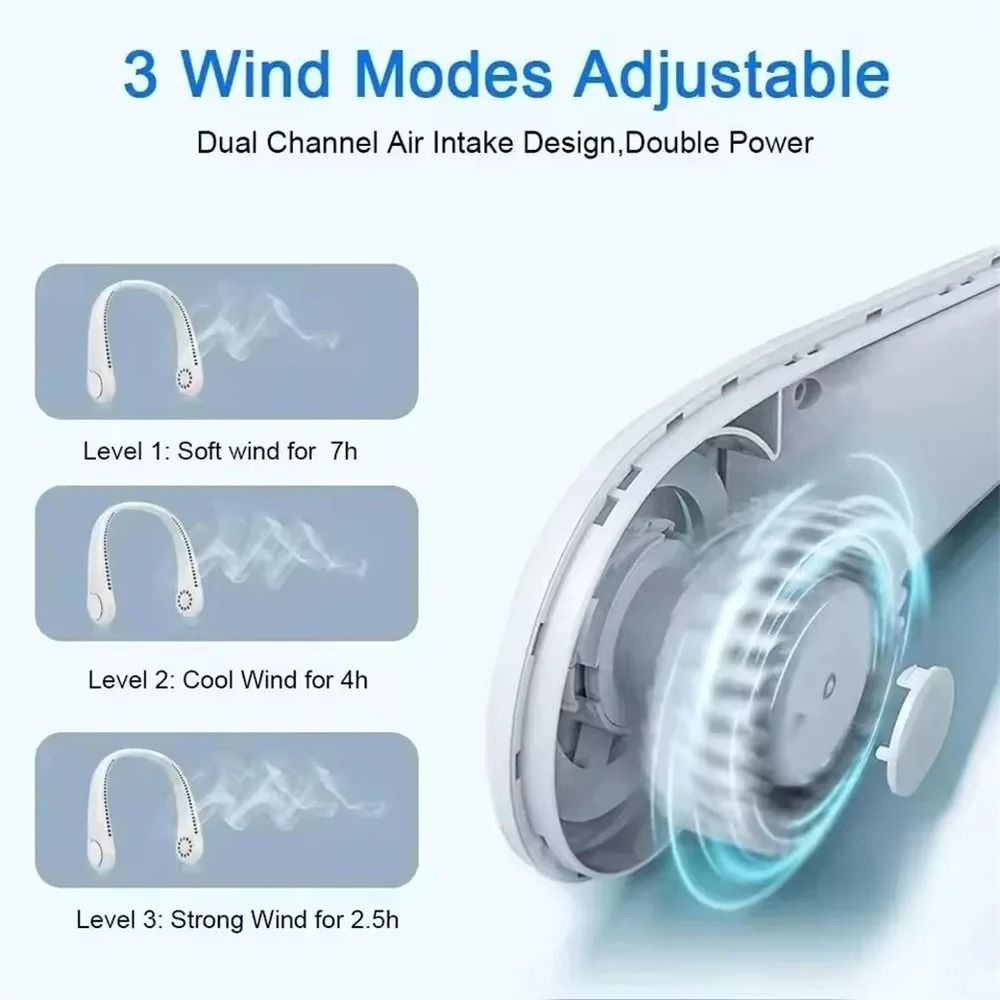 Portable Bladeless Neck Fan with Rechargeable Battery