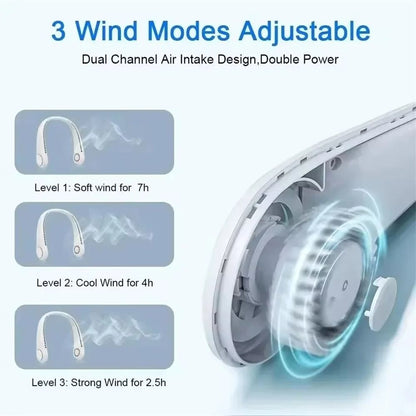 Portable Bladeless Neck Fan with Rechargeable Battery