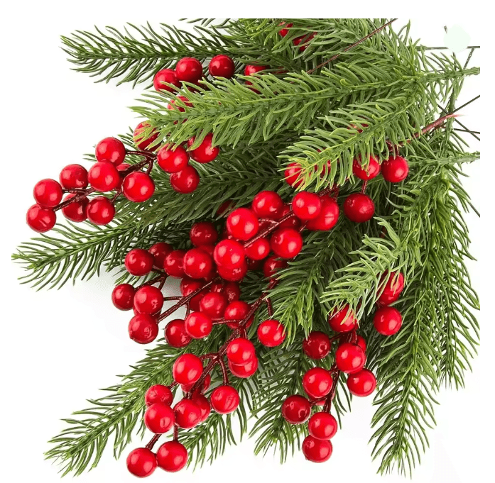 EverJoy Christmas Pine and Berry Branches Set of 10