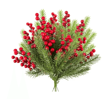 EverJoy Christmas Pine and Berry Branches Set of 10