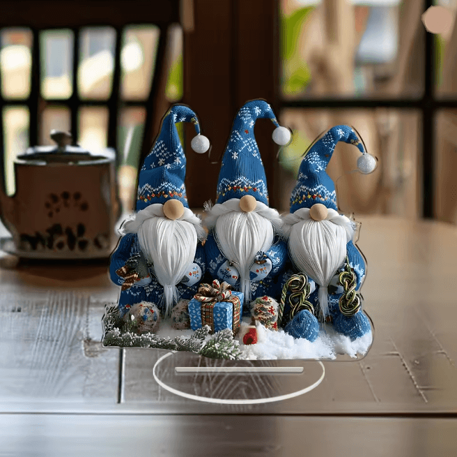NordicGlow Acrylic Christmas Gnome Tabletop Decor Set of 3