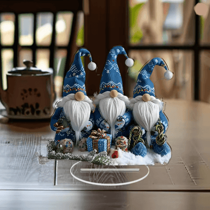 NordicGlow Acrylic Christmas Gnome Tabletop Decor Set of 3